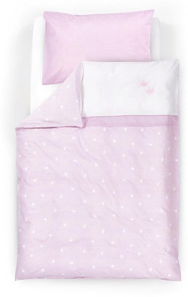 Träumeland TT12503 Bettwäsche Krönchen rosa, 2-teilig, 80x80 + 35x40 cm