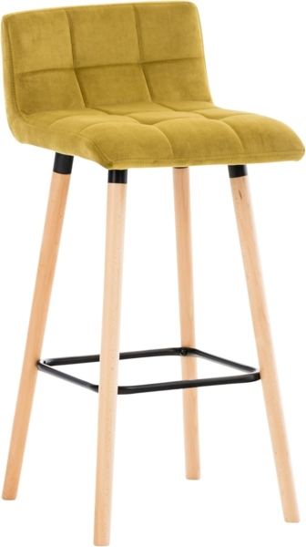 CLP Barhocker Lincoln Samtbezug Gestell aus Buchenholz mit Fußstütze,gelb
