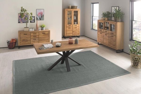 Esstisch >Eastbourne< in Eiche aus Massivholz,Metall - 220x76x100cm (BxHxT)