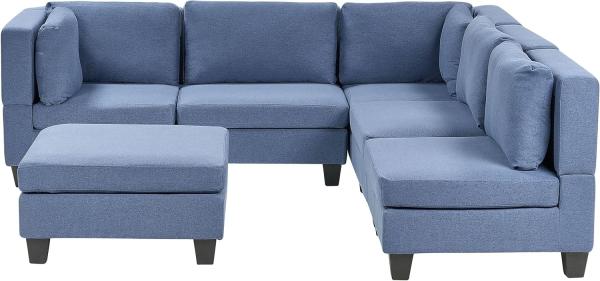 Beliani 'Unstad' Sofa, Blau, Stoff, 72 x 228 x 228 cm, mit Ottomane, Links