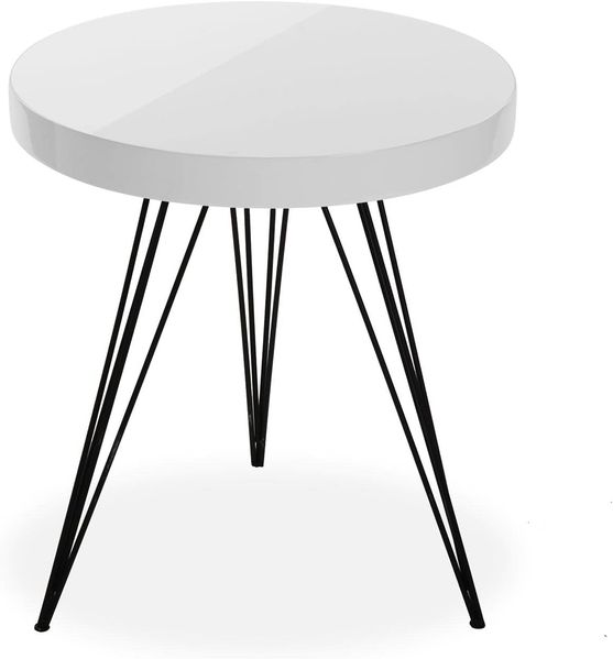 Versa Fontana Beistelltisch für das Wohnzimmer, Schlafzimmer oder die Küche. Moderner, niedriger Tisch, Maßnahmen (H x L x B) 55 x 51 x 51 cm, Holz und Metall, Farbe: Weiß