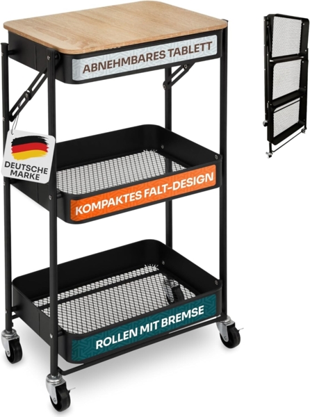 Gardissimo PLATE Rollwagen Servierwagen Regal Badregal Wagen klappbar