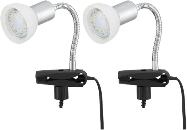 2er Set LED Tischleuchte, Flexo Arm, Metall, Glas, weiß, H 34cm