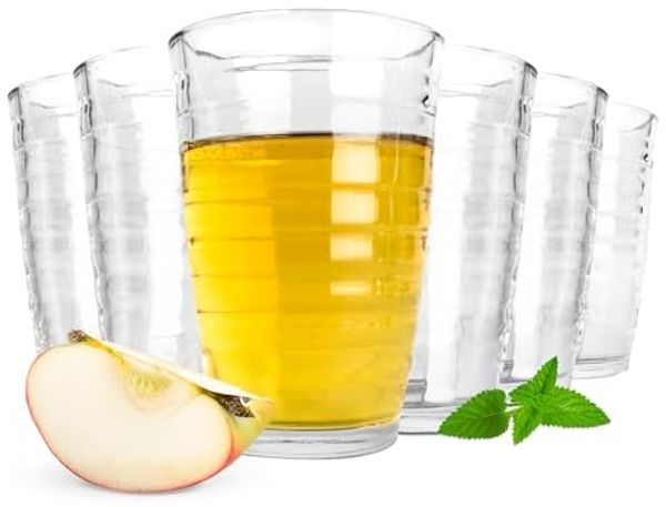 6 Trinkgläser 320 ml mit Struktur Saftgläser Cocktailgläser Longdrinkgläser