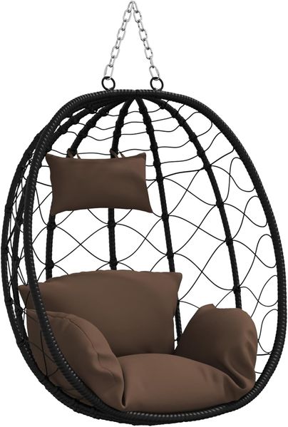 vidaXL Hängendes Ei-Stuhl Kaffeebraun 91,5 x 54,5 x 107 cm Poly-Rattan 42003847
