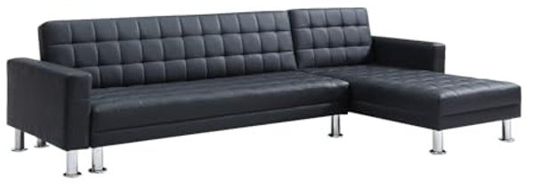Vente-unique - WILLIS Sofa Kunstleder Schwarz - B 173 cm x H 79 cm x L 290 cm