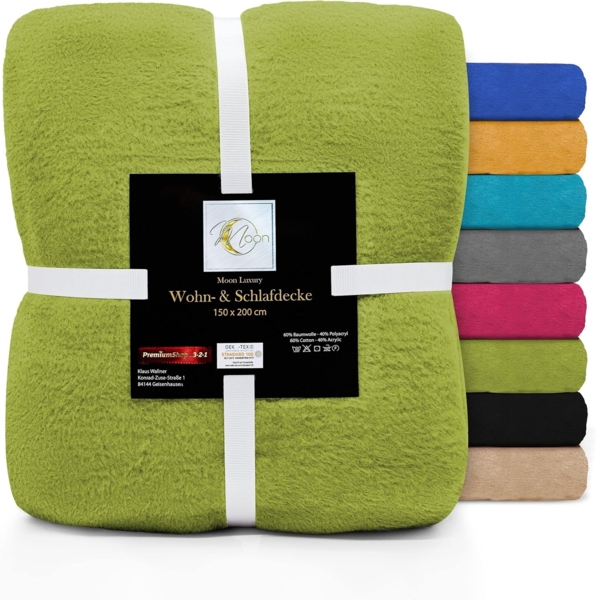 Wohndecke MOON Luxury Kuscheldecke, UNI Decke, ca. 150x200 cm, MOON Heimtextilien, mit geketteltem Rand