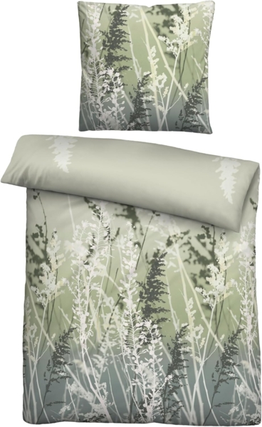 biberna Feinbiber Bettwäsche 0004103 GRÄSER, pistaziengrün, 1x 135x200 cm + 1x 80x80 cm