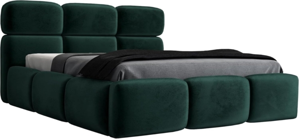 Polsterbett MAROKO 160x200 mit Matratze, Bettkasten und Lattenrost. Farbe: Dunkelgrun 10