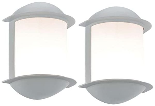 2er Set LED Wandleuchte, Aluguss, silber, weiß, H 22 cm