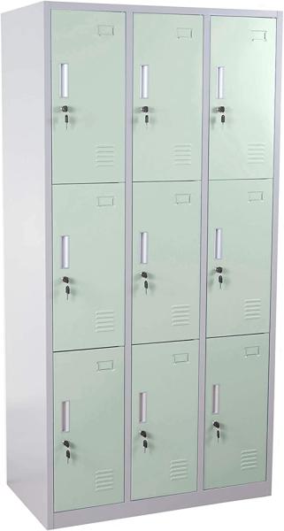 Schließfach Boston T829, Schließfachschrank Wertfachschrank Spind, Metall 9 Fächer ~ grün