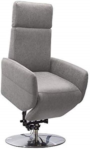 Cavadore TV-Sessel Cobra mit 2 E-Motoren und Aufstehhilfe / Elektrischer Fernsehsessel mit Fernbedienung / Relaxfunktion, Liegefunktion / bis 130 kg / M: 71 x 110 x 82 / Lederoptik Hellgrau