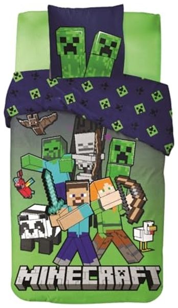 Minecraft Bettwäsche Wendebettwäsche ideal für kleine Minecraft Fans 135x200 cm