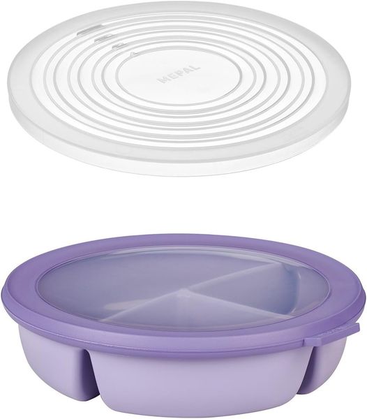 Mepal | Bento-Schüssel Starter-Set | inkl. Mikrowellendeckel | Multischale mit 3 Fächern | rund Cirqula | Frischhaltedose luftdicht | Meal-Prep-Boxen & Vorratsdosen | Vivid lilac