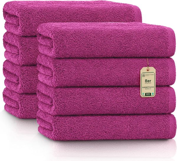 NatureMark NM-HT0701 8-er Spar-Pack Frottier Handtücher, 50x100 cm, Pink