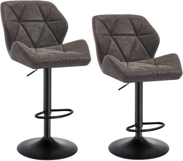 2er-Set Barstuhl aus Kunstleder & Metall - Modell Kaya grau