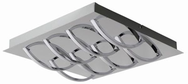 LED Deckenleuchte chrom, opal Näve Manchester 8 flg. 2160lm m. Stepdimmer