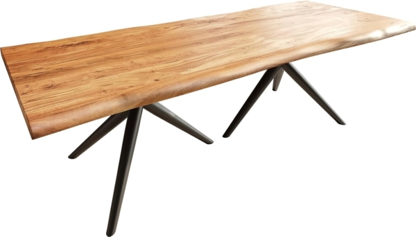 Esstisch Edge 240x100 Akazie Natur Estelar rund Metall Schwarz Live-Edge