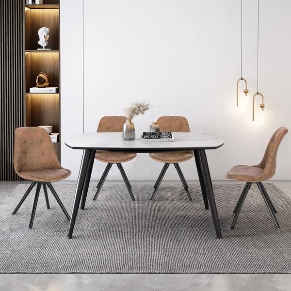 2er-Set Esszimmerstühle aus Stoffbezug Antiklederoptik Angelina dunkelbraun Bild 2