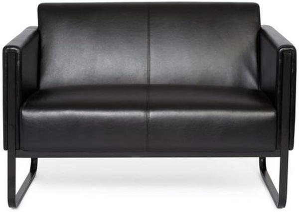 hjh OFFICE Loungesofa Bali Black Gestell schwarz Kunstleder glatt 2-Sitzer schwarz