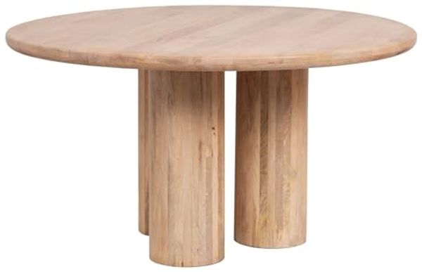 riess-ambiente Esstisch Art DECO 140cm natur Mangoholz, Säulenfüße, Unikat, massiv, rund (Einzelartikel, 1-St), Moderner Küchentisch - ideal für Ess- und Wohnzimmer oder Wohnküche