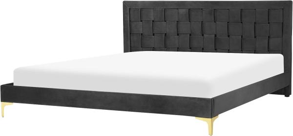 Doppelbett Samtstoff schwarz Lattenrost 180 x 200 cm LIMOUX