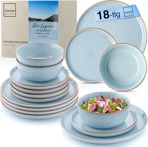 SÄNGER Tafelservice Rio Lagune - 18 teilig aus Steingut