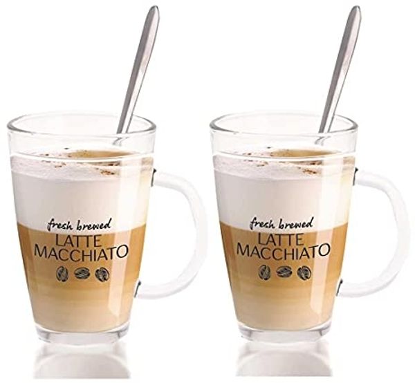 Excellent Houseware Set von zwei Tassen und Löffel für LATTE MACCHIATO () - 50856628