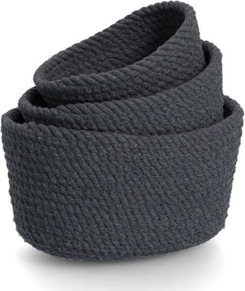 Zeller Present Aufbewahrungskorb -Set, 3-tlg, Baumwolle, dunkelgrau