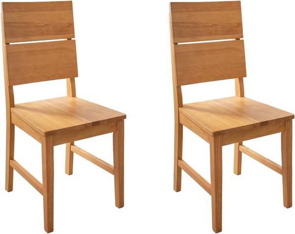 Woodroom Holzstuhl Kota (2er-Set Hevea massiv lackiert), Stuhl, Holzstuhl, Massivholzstuhl, Stuhl-Set, Stühle