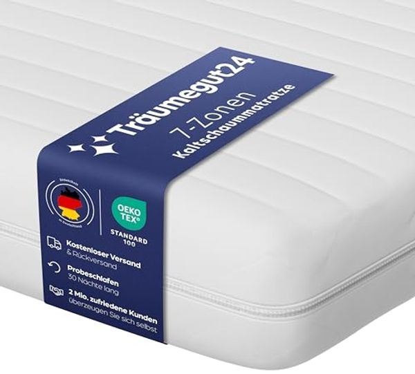Träumegut24 AquaFlex 7-Zonen Matratze 120x200 cm | H3&H4 | Ergonomische Kaltschaummatratze | Hypoallergen & Antibakteriell | Bezug abnehmbar & waschbar | Oeko-TEX® | (19cm, 120x200 cm)