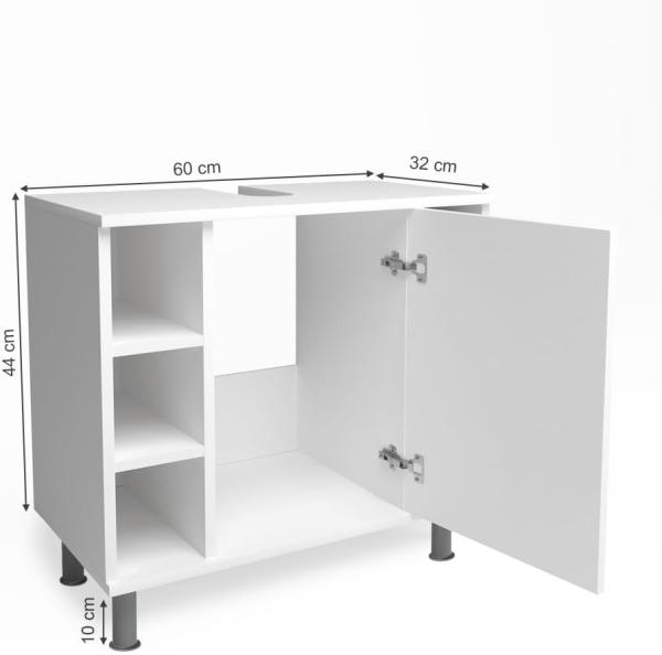 Vicco 'Fynn' Waschtischunterschrank, Holz, 60 x 54 x 32 cm, Weiß Bild 3