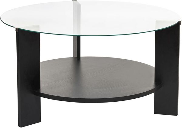 Stylish Coffee Table, 75 x 40 x 75 cm | 100% Tempered Glass Top, 100% Melamine Coated Particle Board Frame | Elegant Black & Transparent Design for Modern Living Spaces