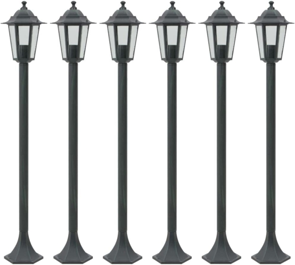 vidaXL Garten-Pollerleuchte 6 Stk. E27 110 cm Aluminium Dunkelgrün 44214