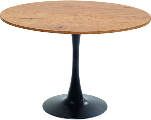 Kare Design Tisch Schickeria Eiche, Schwarz, 110cm Durchmesser, Platz für 4-6 Personen, moderner runder Esszimmertisch, Tischmöbel für Wohnzimmer, Eichenholz, 74 x 110 x 110 cm (H/B/T)