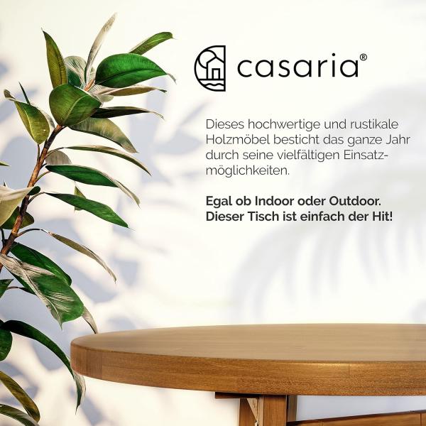 Casaria Stehtisch Akazie (1-St), Hartholz Klappbar 110cm Hoch Ø80 cm Rund Rustikal Indoor Outdoor Bild 8