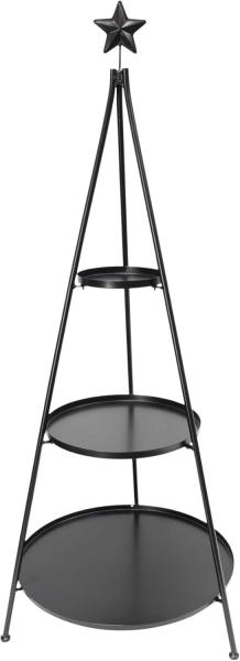 Dekoleidenschaft 'Klassik' 3-stöckige XXL Etagere, Metall schwarz matt, 128 x Ø 54 cm