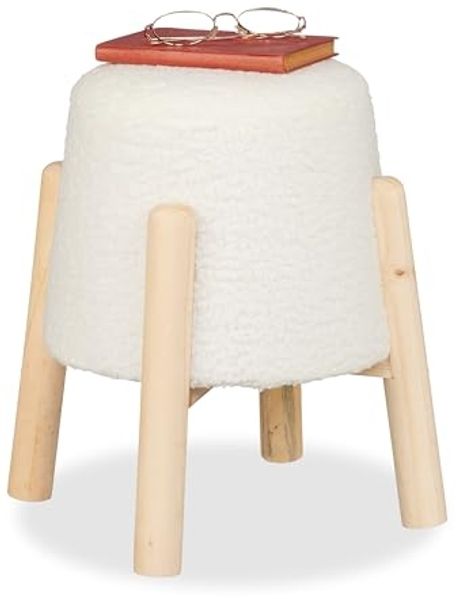 Relaxdays Sitzhocker mit Teddyfell