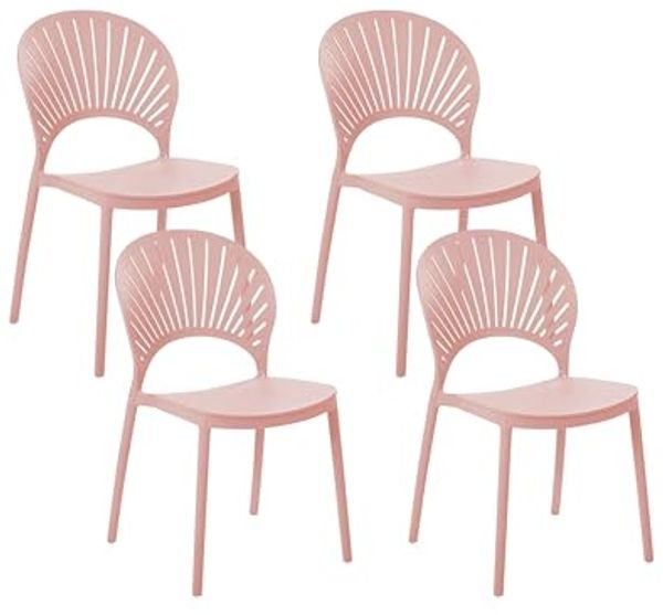 'OSTIA' Esszimmerstuhl 4er Set, Kunststoff, rosa