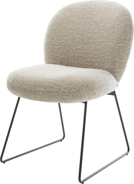 Esszimmerstuhl Nube-Flex Webstoff Soft Beige Kufengestell Schwarz Taschenfederkern