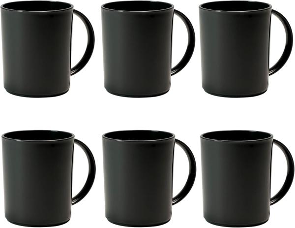 Hausfelder Becher Kaffeebecher Kunststoff 6er Set (SpaceBlack), BPA- und Melamin-frei