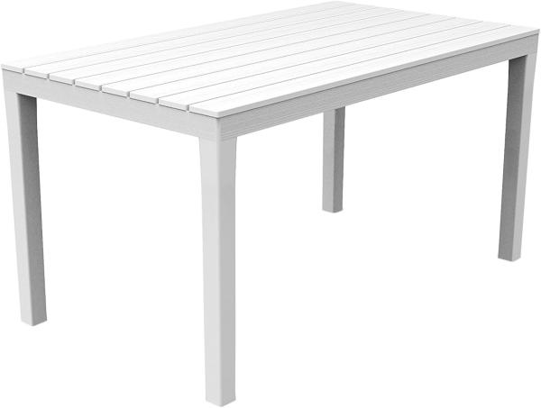 Gartentisch Rechteckig Weiß 138 x 80 x 72 cm Holz-Optik