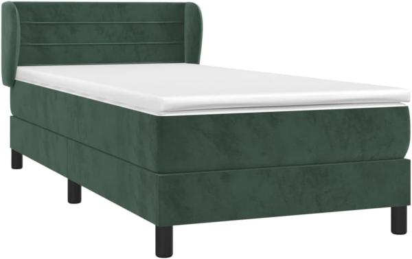 vidaXL Boxspringbett mit Matratze Dunkelgrün 90x190 cm Samt 3127526