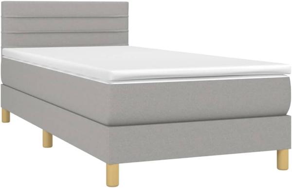 vidaXL Boxspringbett mit Matratze Hellgrau 90x200 cm Stoff, Härtegrad: H2 [3140665]