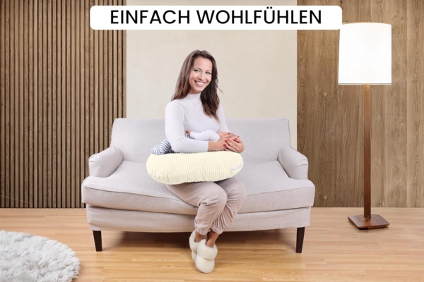 Amilian Stillkissen - Lagerungskissen - Schwangerschaftskissen mit Füllung und Bezug, Stillmond - Stillhörnchen - pregnancy pillow, für Mütter und Babys Bild 5