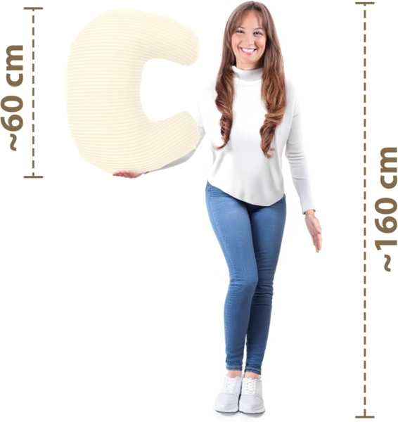 Amilian Stillkissen - Lagerungskissen - Schwangerschaftskissen mit Füllung und Bezug, Stillmond - Stillhörnchen - pregnancy pillow, für Mütter und Babys Bild 3