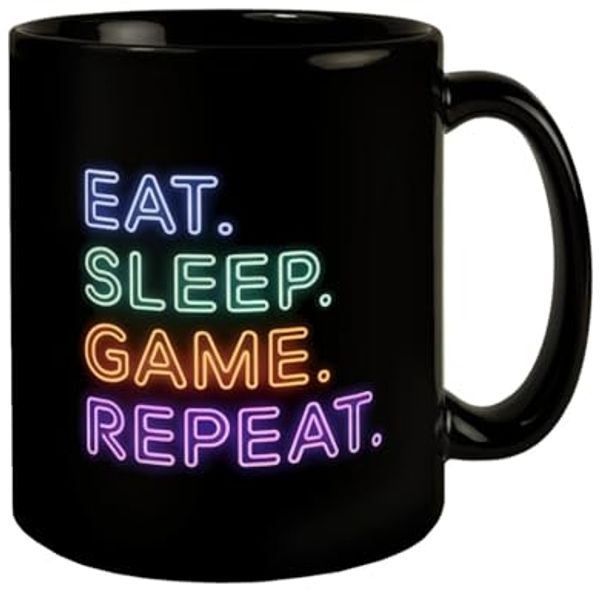 speecheese Tasse EAT SLEEP GAME REPEAT Tasse für Zocker und Gamer