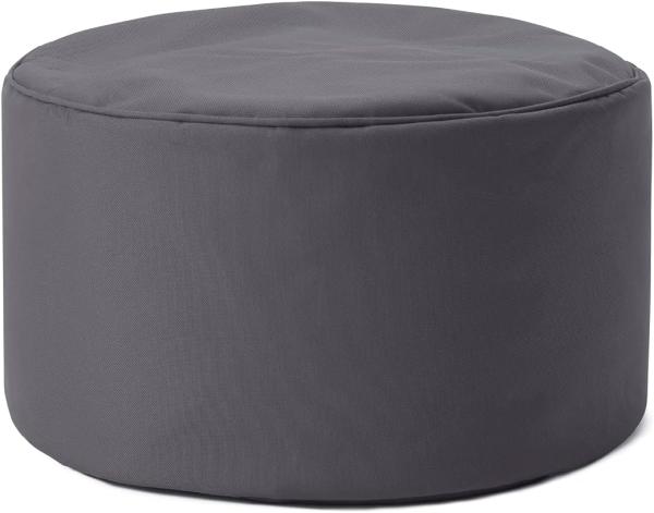 Lumaland Indoor Outdoor Sitzhocker 25 x 45 cm - Runder Sitzpouf, Sitzsack Bodenkissen, Sitzkissen, Bean Bag Pouf - Wasserabweisend - Pflegeleicht - ideal für Kinder und Erwachsene - Anthrazit