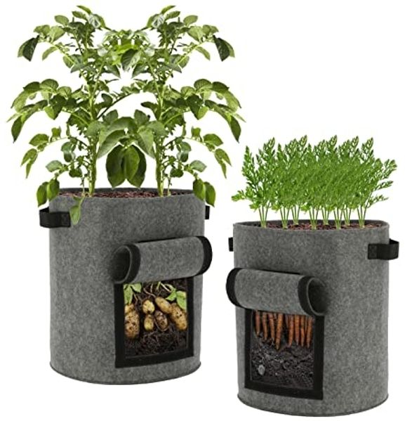 Spetebo Blumentopf XXL Kartoffel Pflanzsack - 2er Set / je 70 Liter (2er Set, 2 St, Pflanzsack), Pflanzbeutel mit Griffen und Sichtfenster