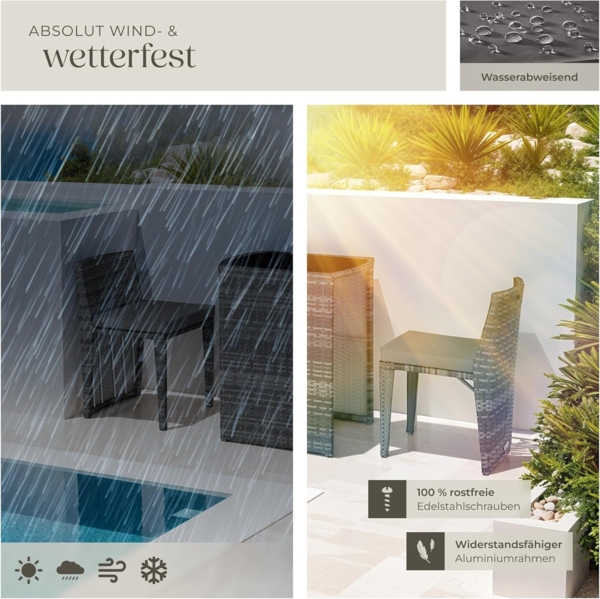 tectake Sitzgruppe Rattanset, (Set, 3-tlg), mit Aluminiumgestell Bild 7